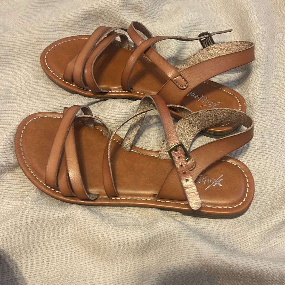 Xappeal Tan Strappy Leather Sandals - Picture 5 of 5